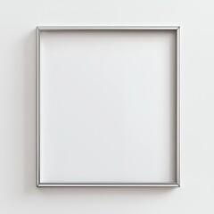 Silver Frame on Wall: A minimalist image showcasing a sleek, silver-toned picture frame against a wall.  The frame is square and features a subtle, clean design, ideal for mockups and design projects.