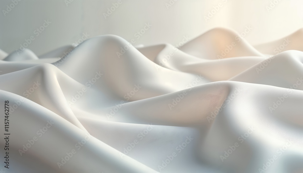 Aufkleber white silk satin fabric with soft curves, elegant drape. abstract pattern creates smooth texture. lu