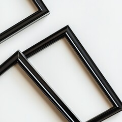 Elegant Framework: Close-up of two sleek, black picture frames against a clean backdrop, the minimalistic design exudes a sense of modern sophistication and artistic presentation. 