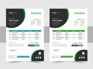 Minimal Corporate Business Invoice design template, Creative invoice template, payment agreement design and business invoice design
