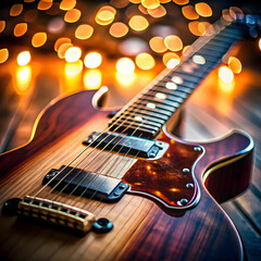 Naklejka premium a closeup shot of a guitar with a blurred background