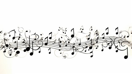 set of black music notes on a white background 