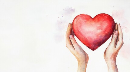 Delicate Watercolor of a Red Heart