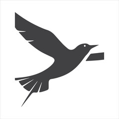 silhouette bird icon in flat style