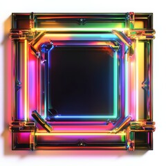 Futuristic Neon Frame: An eye-catching square frame with glowing neon lights, offering a modern and vibrant look, perfect for futuristic designs.