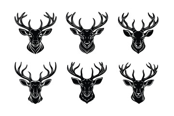 Naklejka premium set of deer head silhouettes