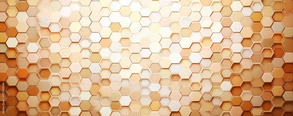 Poster a textured background featuring a pattern of honeycomb-like hexagons in warm, natural tones, creatin