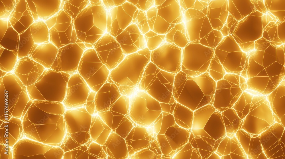 Leinwandbilder A vibrant golden texture featuring interconnected patterns, resembling a glowing, abstract surface that evokes warmth and energy.