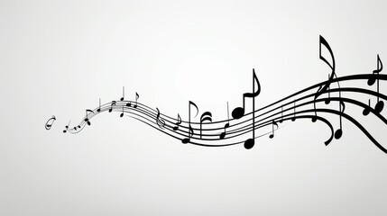 set of black music notes on a white background wave form