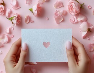 Obraz premium pink rose and card