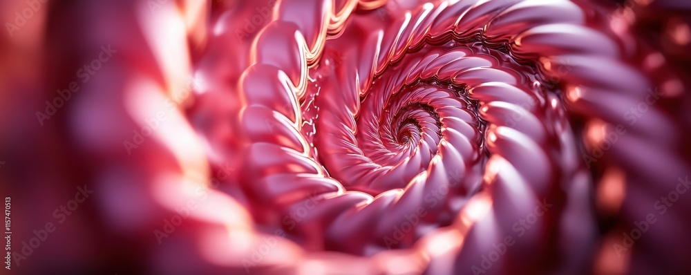 Poster a vibrant, swirling spiral pattern in shades of pink, resembling a natural form or abstract design, 
