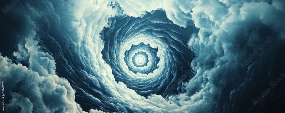 Aufkleber a swirling vortex of clouds captures a mesmerizing blue light at its center, creating a dramatic and
