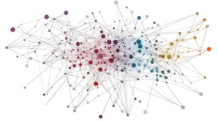 Abstract network graph visualization with nodes and connections.