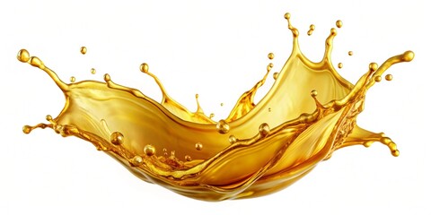 Fototapeta premium Beautiful twisted splash of oil close up isolated on a white background.