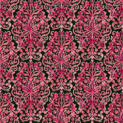 Seamless pattern with stylized ethnic pattern. Hand-drawn illustration.