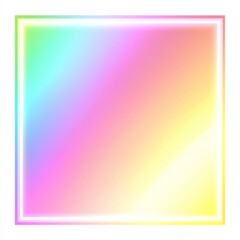 Obraz premium Neon Rainbow Square: A vibrant and modern design featuring a neon white square frame against a backdrop of a holographic rainbow gradient.