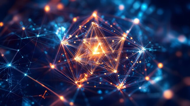 Dynamic network visualization of digital connections abstract environment technology concept night view