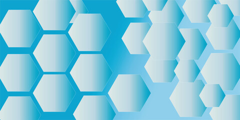 Abstract technology white and light blue geometric hexagon on sky blue background concept design honeycomb shape vector 