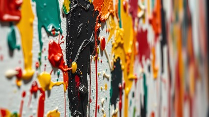 Fototapeta premium Close-up Colorful Oil Paint Canvas - Abstract Art Image, High-Resolution, Bright Colors, Depth, Mood, Lighting