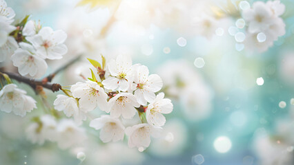 Fototapeta premium white cherry blossoms in spring