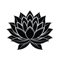 Beautiful lotus flower silhouette and Black color flower Vector illustration Design
