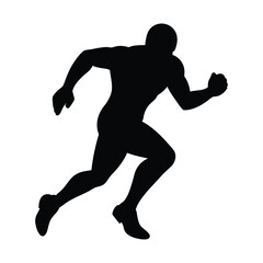 Running Muscular sports Man silhouette icon with black color vector illustration Design