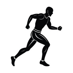 Running Muscular sports Man silhouette icon with black color vector illustration Design