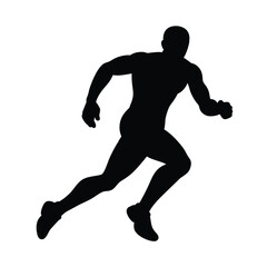 Running Muscular sports Man silhouette icon with black color vector illustration Design
