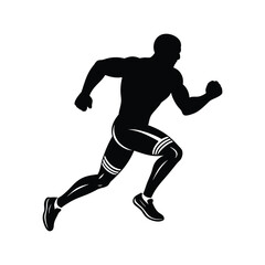 black color Running sports Man silhouette and vector art illustration Design