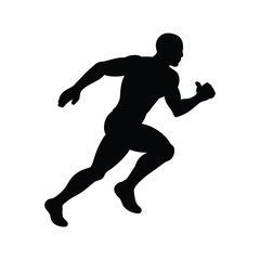 Running Muscular Man silhouette icon with black color vector illustration Design and sports style Logo 