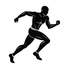 Obraz premium Running Muscular Man silhouette icon with black color vector illustration Design and sports style Logo 