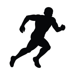 Running Muscular Man silhouette icon with black color vector illustration Design and sports style Logo 