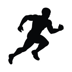 Obraz premium Running Muscular Man silhouette icon with black color vector illustration Design and sports style Logo 