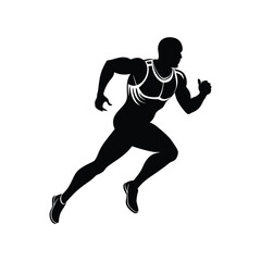 black color Running sports Man silhouette and vector art illustration Design