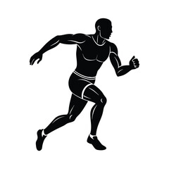 Running Muscular Man silhouette icon with black color vector illustration Design and sports style Logo 