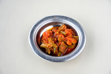 A spicy Turkish appetizer ezme made with tomatoes, bell pepper, parsley, mint, olive oil and hot chili. A kind of adjika. Kahvaltilik acuka, Antep usulu acili ezme. Acili Biber borani. 