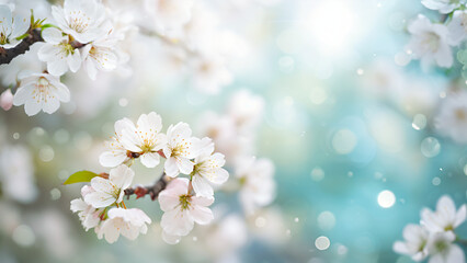 Fototapeta premium white cherry blossoms in spring