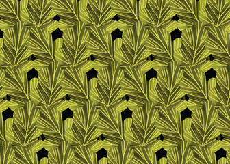 Tropical leaf Wallpaper, Luxury nature leaves pattern design, Golden banana leaf line arts, Hand drawn outline design for fabric , print, cover, banner and invitation, Vector illustration.