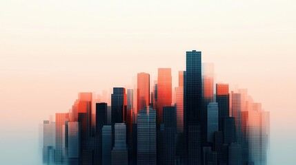 A cityscape with inflation data graphs overlaying the buildings, symbolizing how inflation affects every layer of society and economy