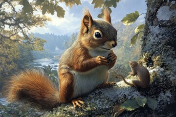 Obraz premium squirrel on a tree