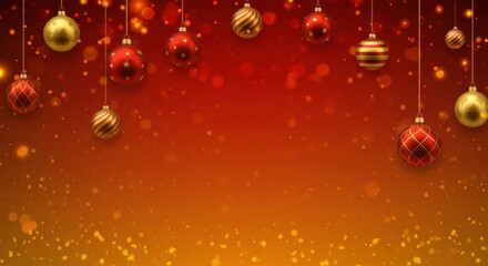Red and Gold Christmas Ornament Background 