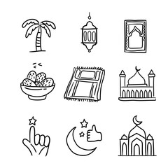hand drawn ramadan icon set