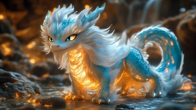 Luminous Azure Dragonlet By Glimmering Stream