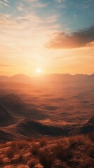 Fototapeta premium sunset in a desert with copy space vertically 9:16