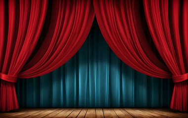 red curtain with spotlight on the stage 