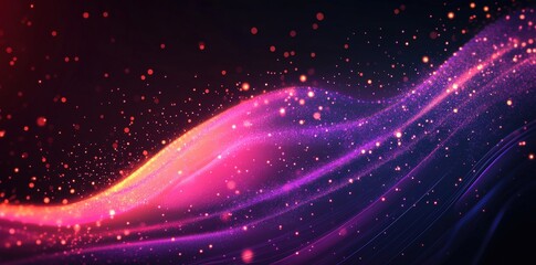 Fototapeta premium Enchanting Pink and Purple Cosmic Wave with Glowing Particles