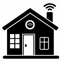 Smart Home Silhouette Vector Art