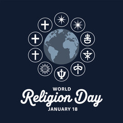 World Religion Day Poster with religious symbols