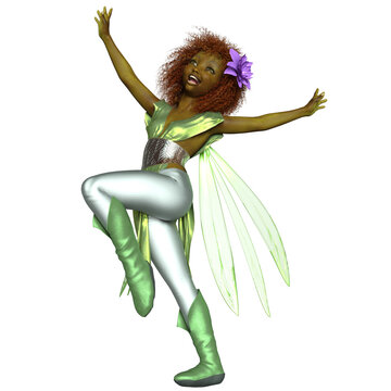 3D rendered cute little pixie isolated on transparent background
