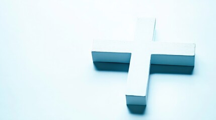 Fototapeta premium Minimalist Styled Cross with Soft Lighting Set Against a Light Background, Perfect for Religious Themes, Faith Illustrations, and Spiritual Concepts